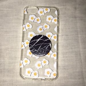 Egg iPhone 6-7 phone case with marble popsocket